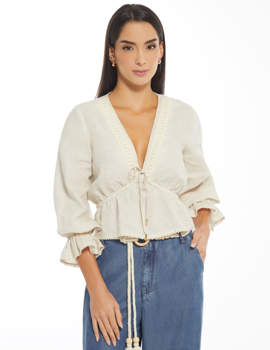 Blusa Encanto Floral manga 3/4 para mujer