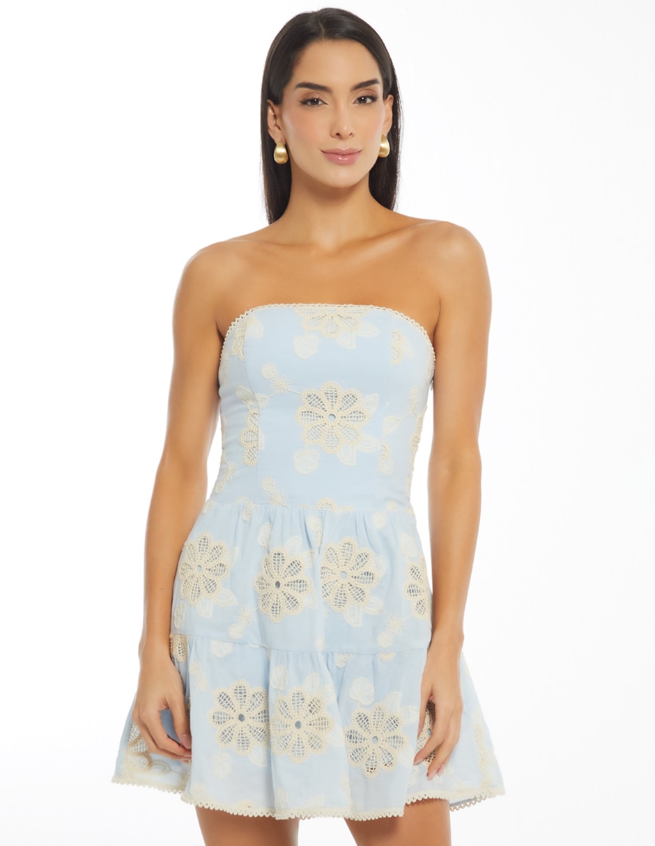Vestido corto casual encanto floral para mujer