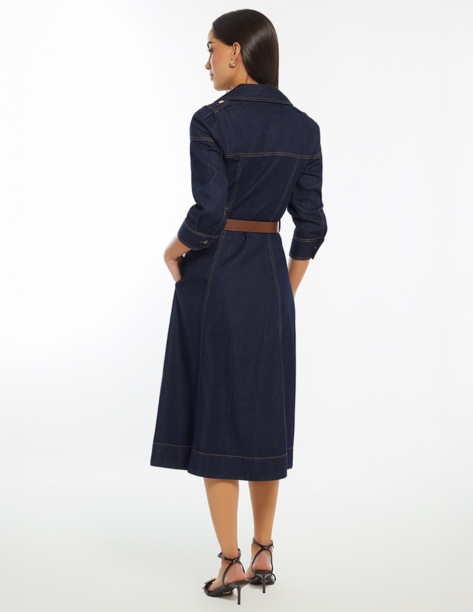 Vestido midi casual Luxury Dark Denim para mujer