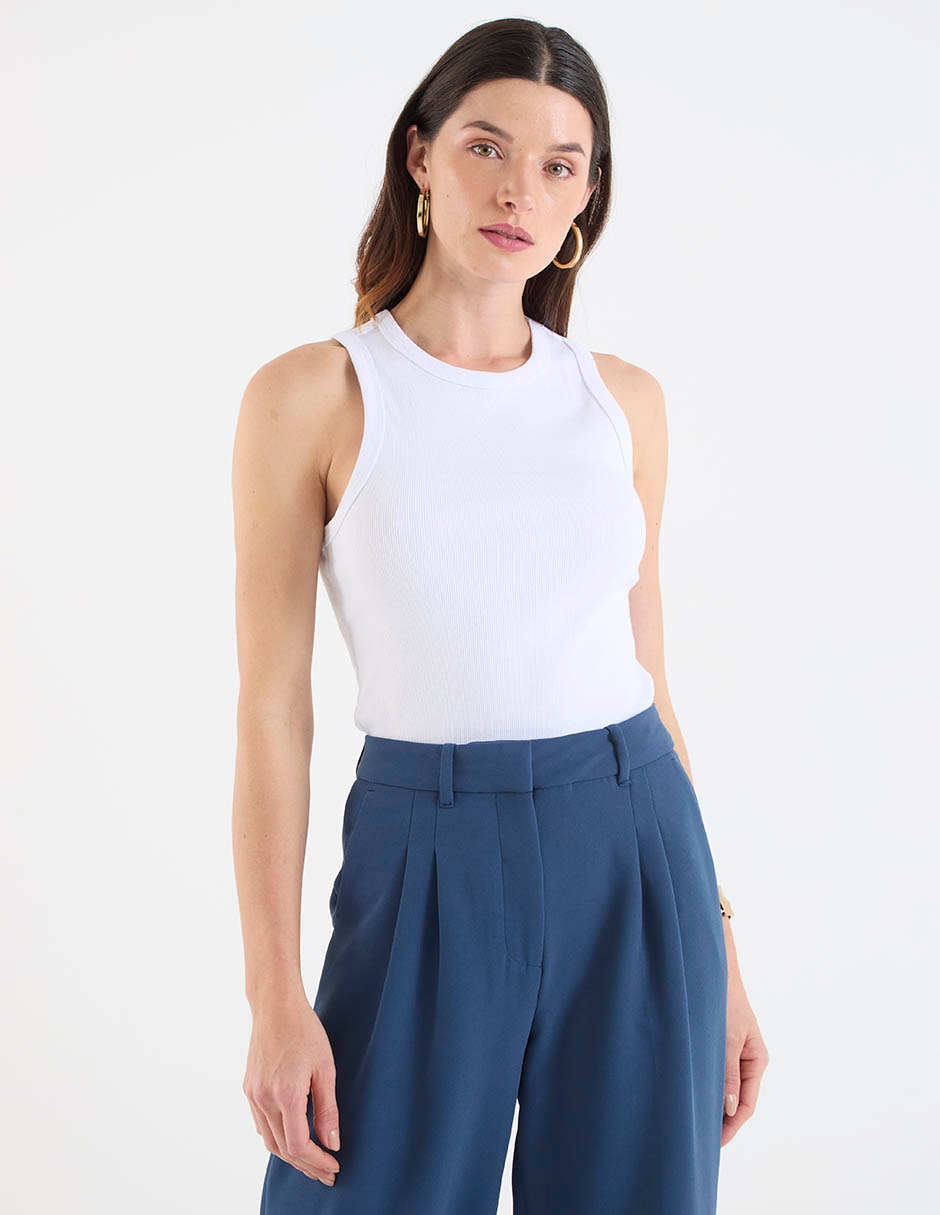 Top cuello redondo tirante ancho Top cuello redondo tirante ancho