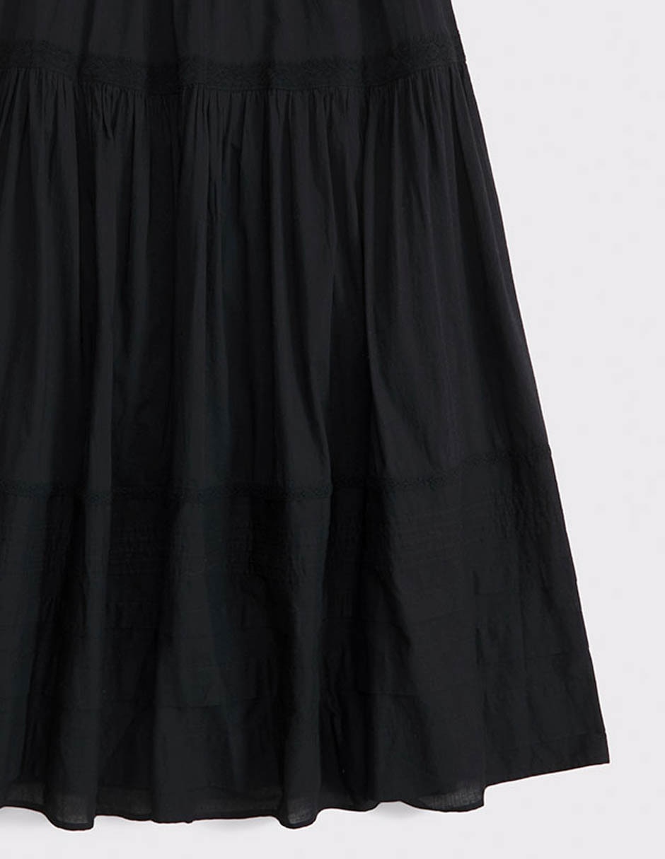 Falda maxi Abercrombie & Fitch de algodón a la cintura alta
