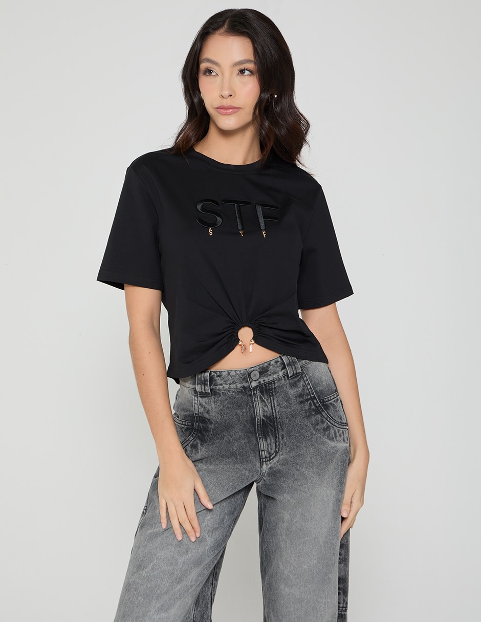 Playera manga corta cuello redondo para mujer Playera manga corta cuello redondo para mujer