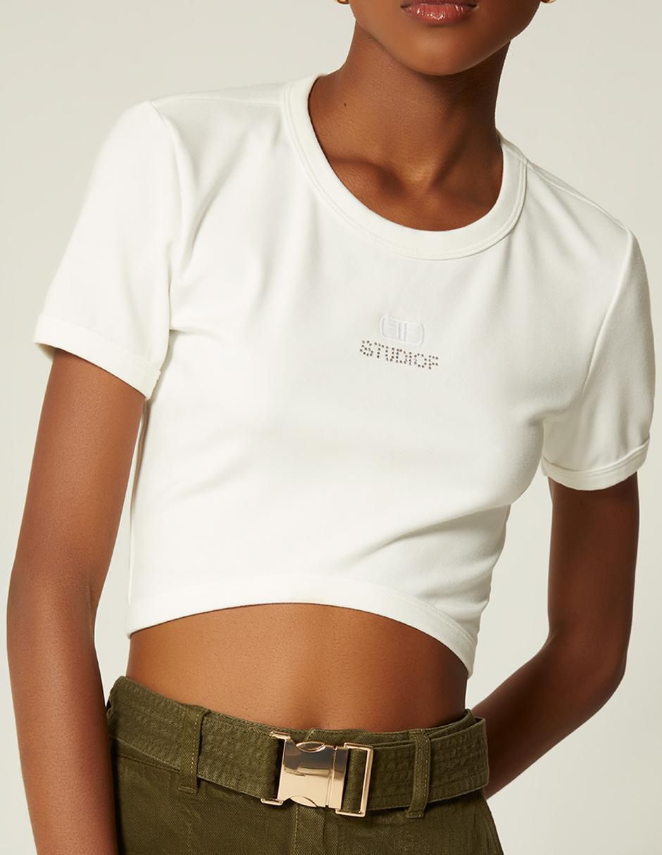 Top cuello redondo manga corta