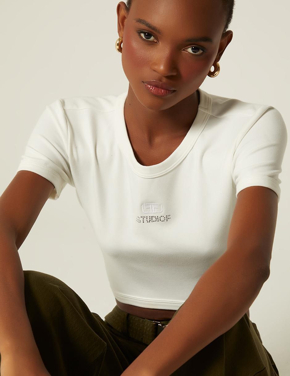 Top cuello redondo manga corta