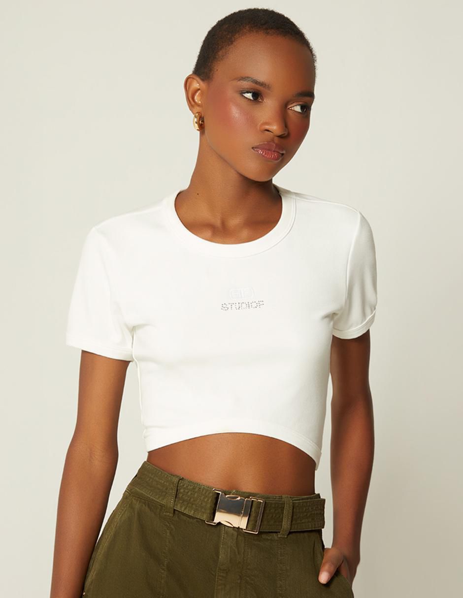 Top cuello redondo manga corta