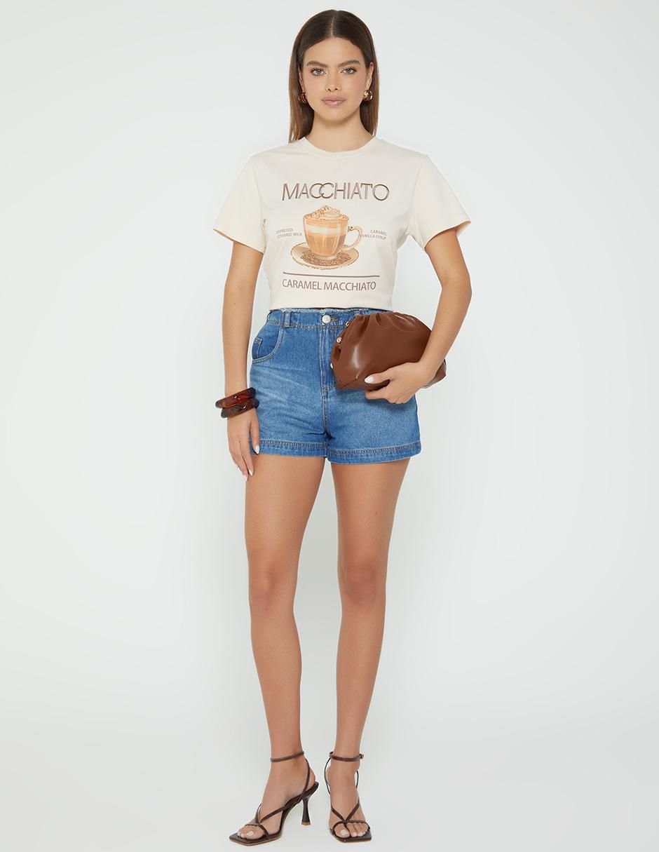 Playera manga corta Macchiato Coffee Mood cuello redondo mujer 3