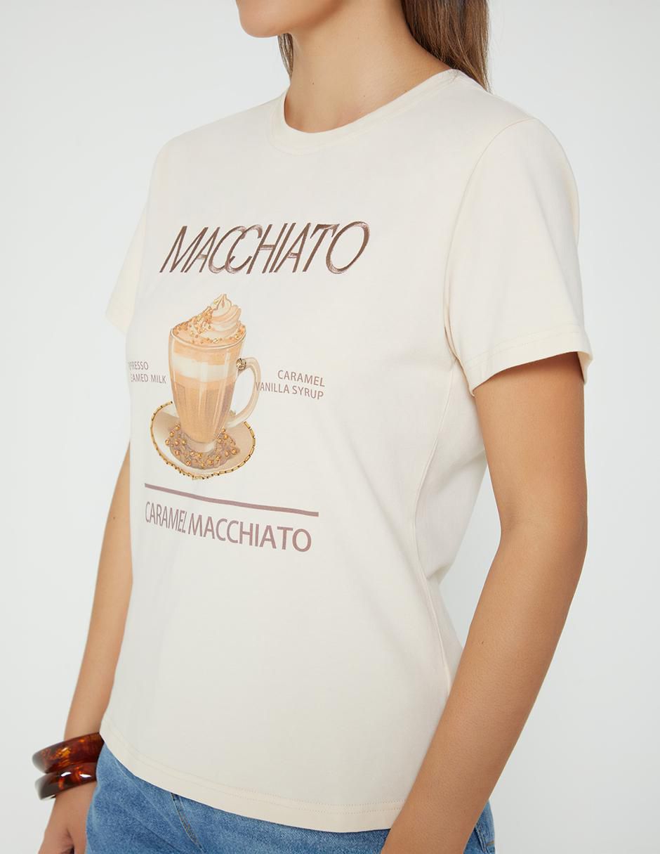 Playera manga corta Macchiato Coffee Mood cuello redondo mujer 2