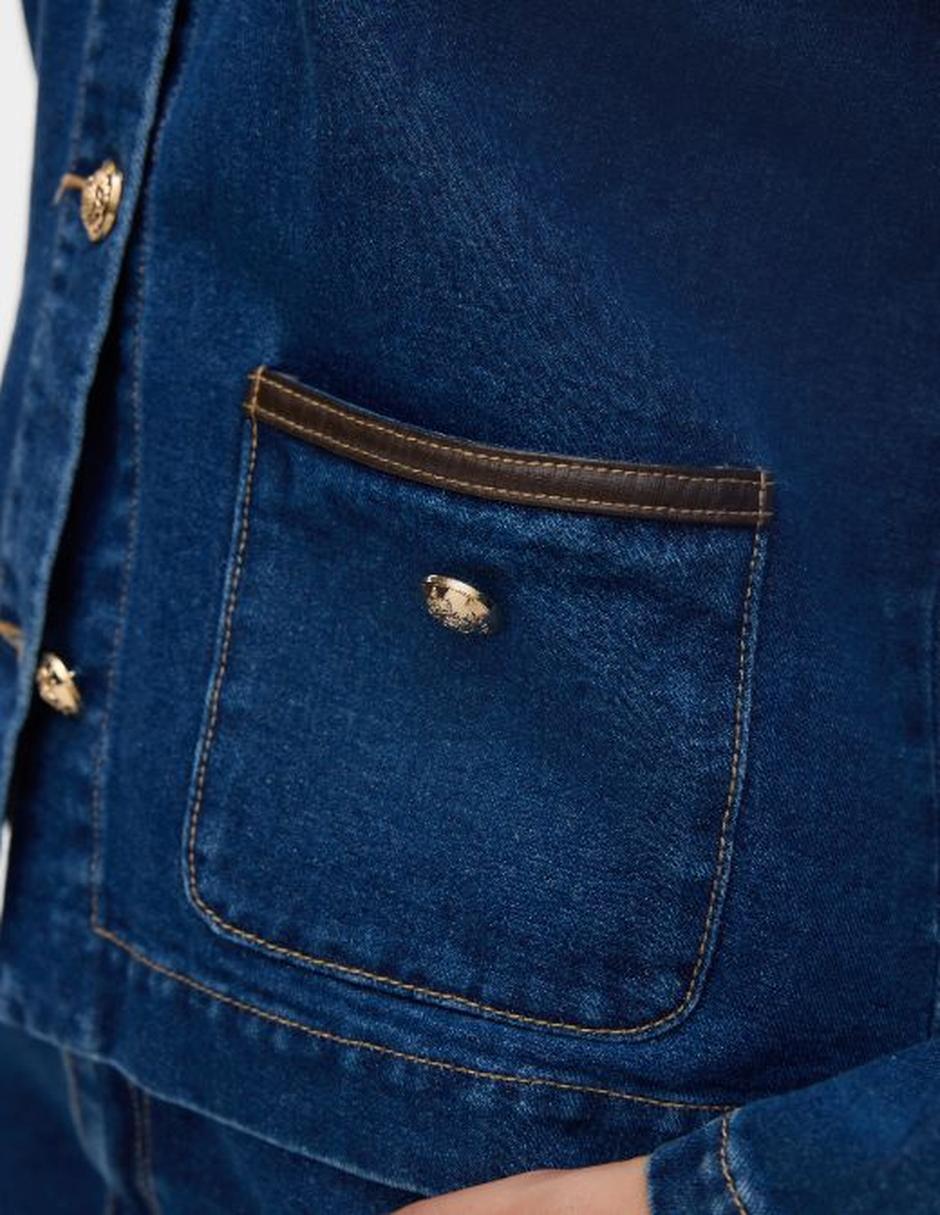 Chamarra denim no impermeable de algodón para mujer