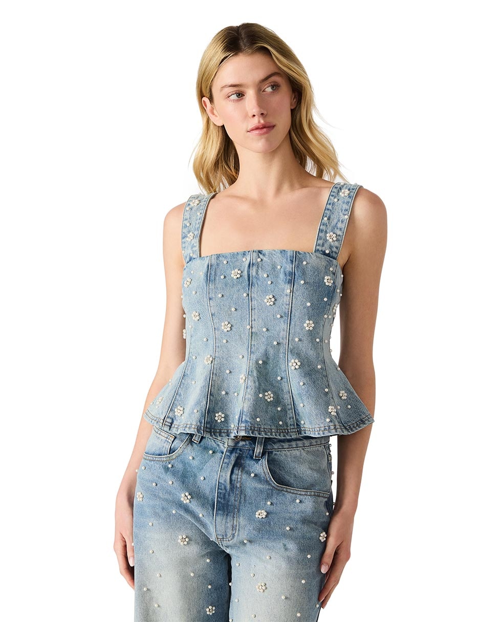 Top Steve Madden cuello halter escote cuadrado tirante ancho