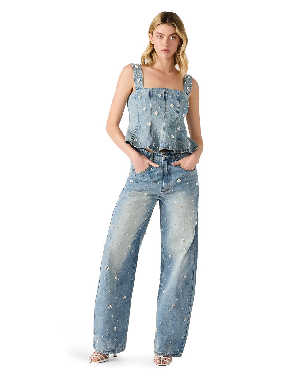 Top Steve Madden cuello halter escote cuadrado tirante ancho
