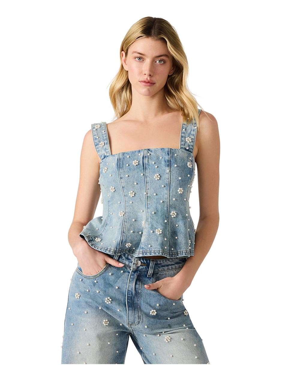 Top Steve Madden cuello halter escote cuadrado tirante ancho