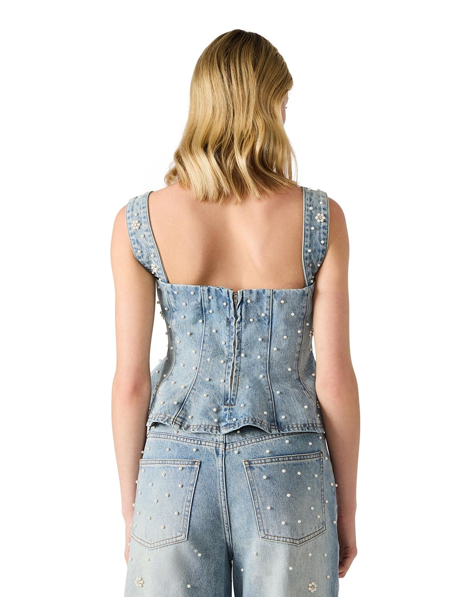 Top Steve Madden cuello halter escote cuadrado tirante ancho