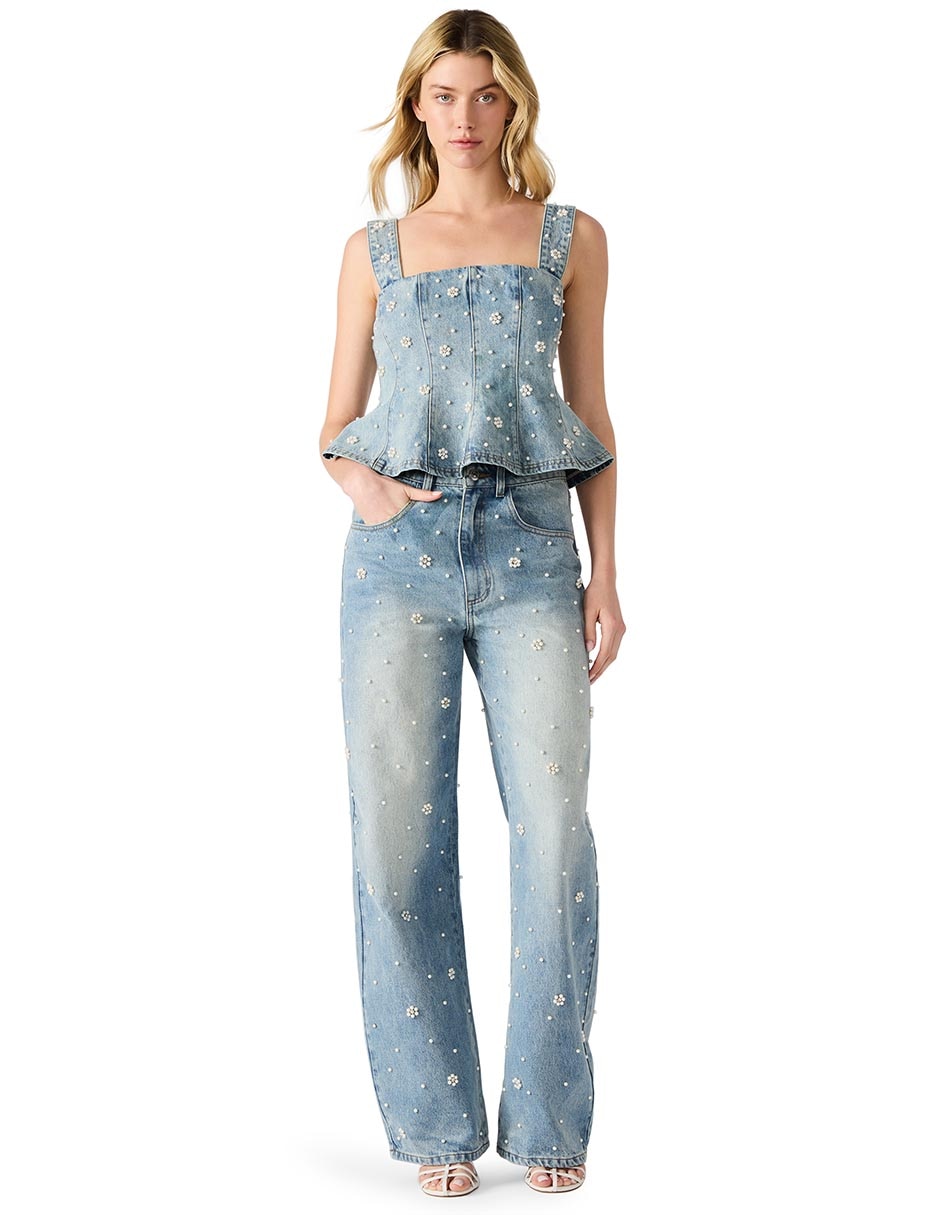 Jeans relaxed amplio cintura alta para mujer 6