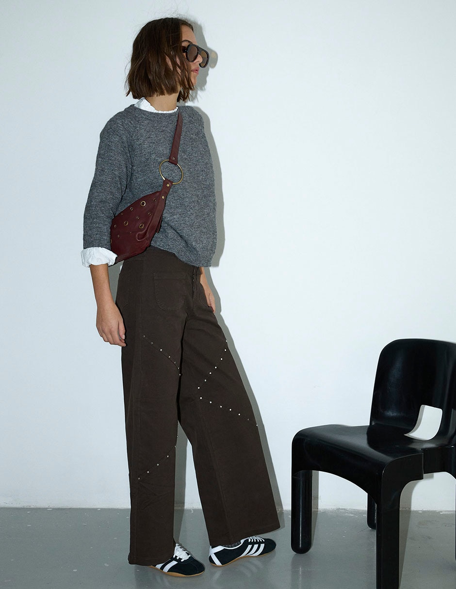Jeans wide leg cintura para mujer 11