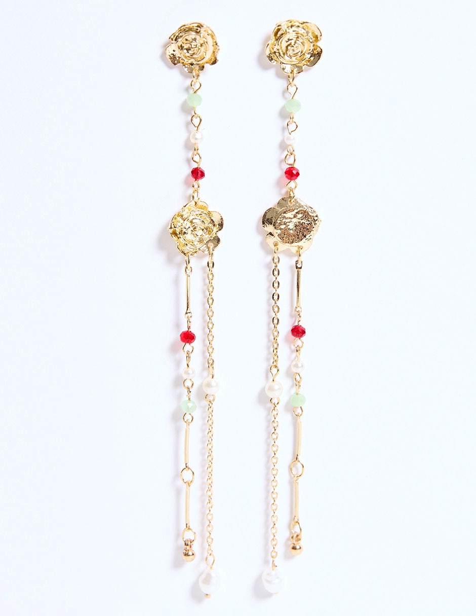 Aretes largos Renatta&Go con acabado brillante
