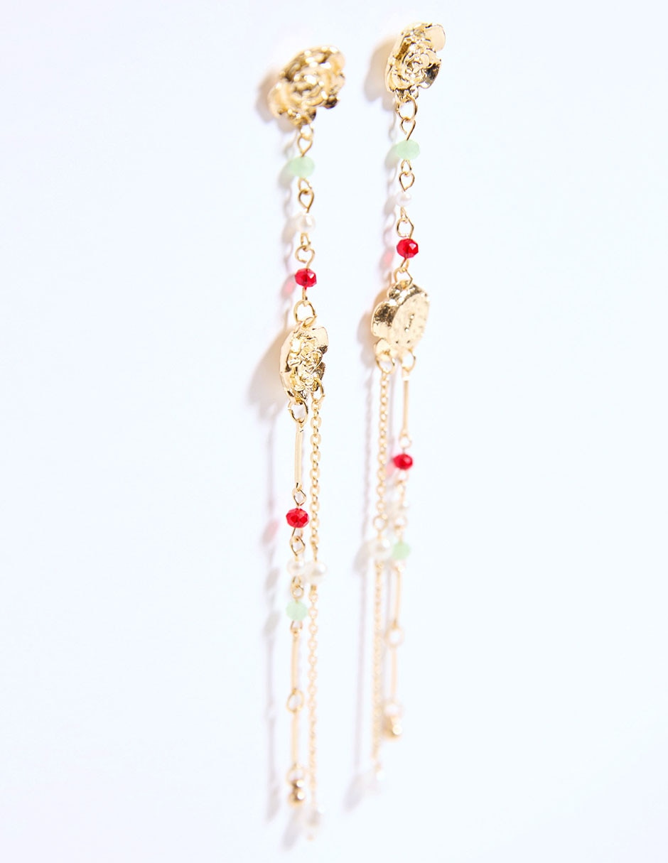 Aretes largos Renatta&Go con acabado brillante