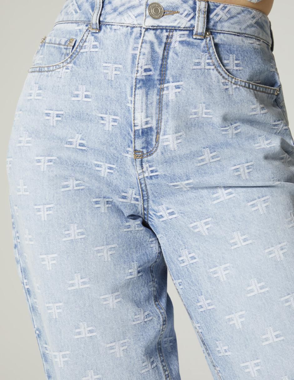 Jeans bota denim logomania para mujer