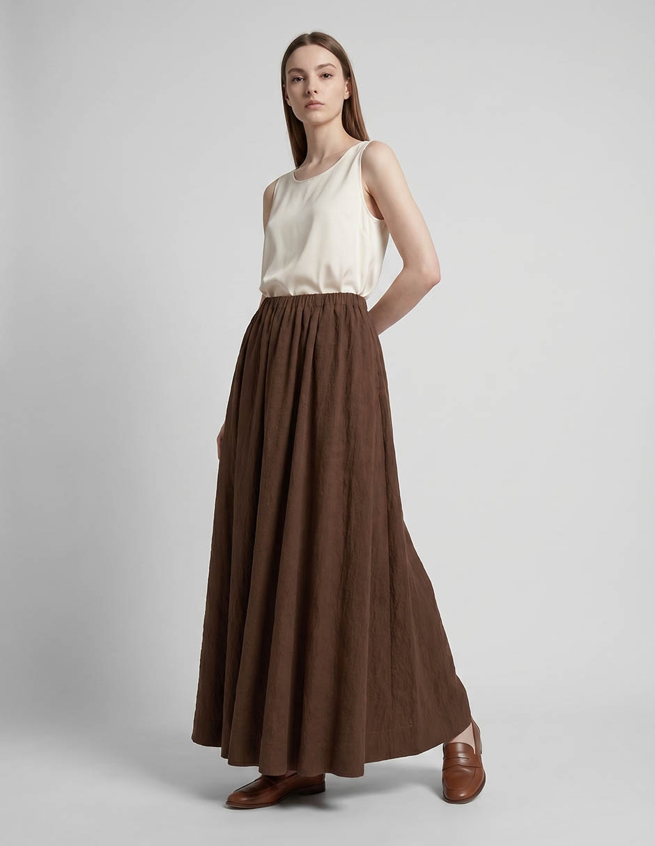 Falda maxi topshop de algodón a la cintura