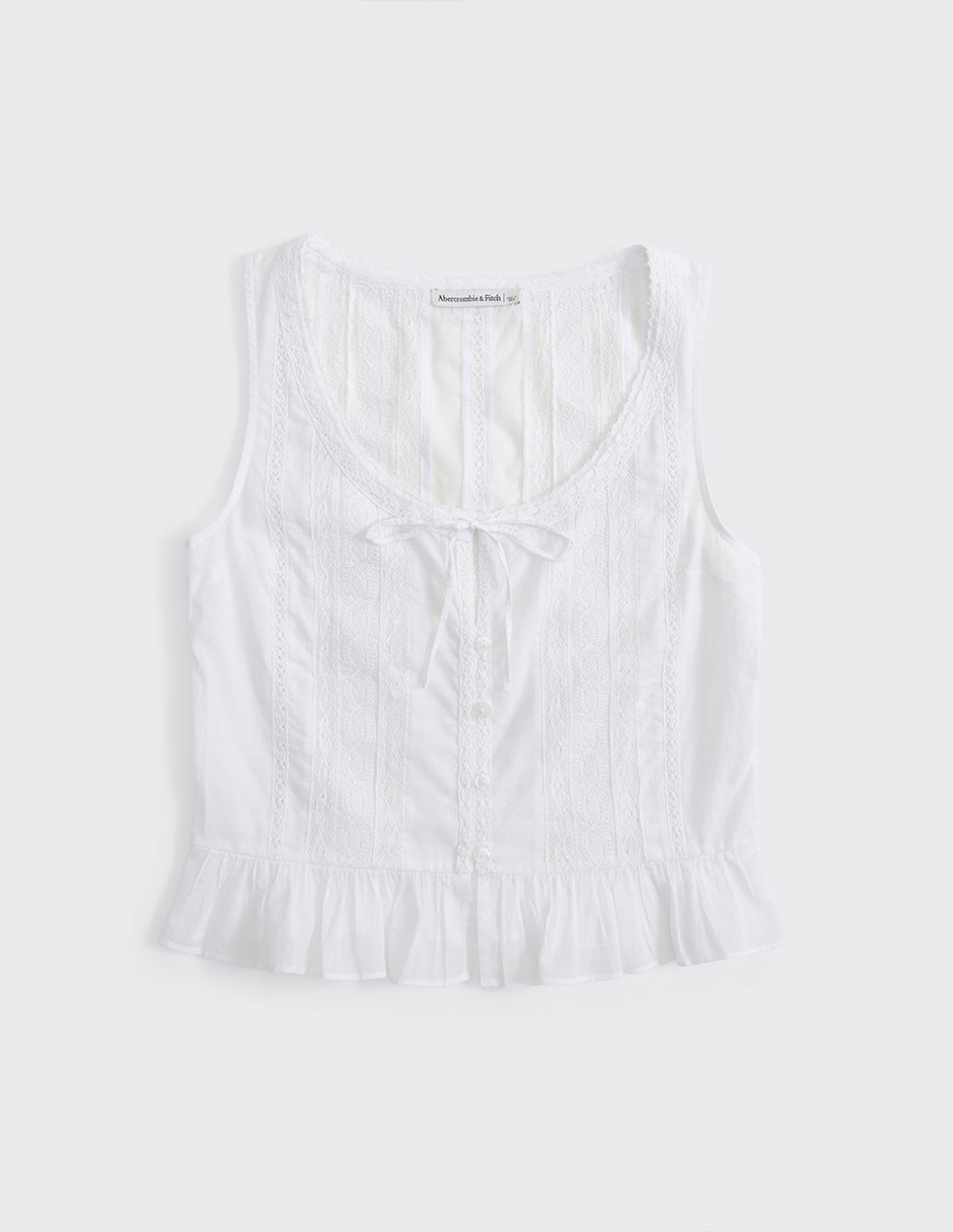 Top cuello redondo escote regular tirante ancho