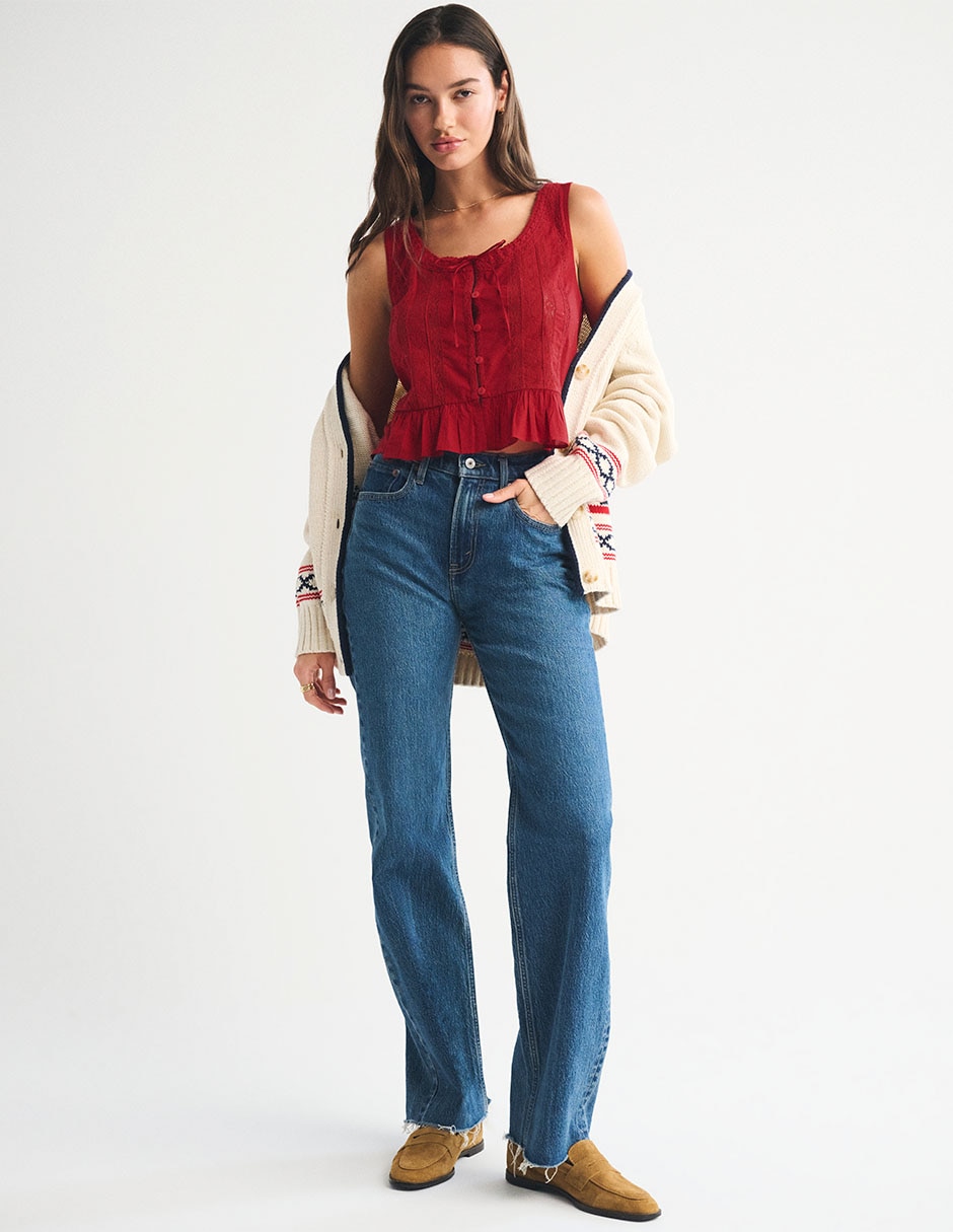 Top Abercrombie & Fitch cuello redondo escote regular tirante ancho