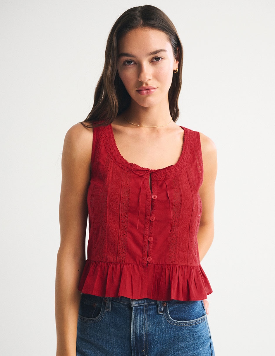 Top Abercrombie & Fitch cuello redondo escote regular tirante ancho