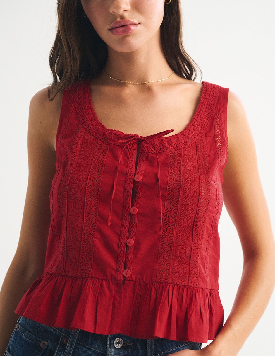 Top Abercrombie & Fitch cuello redondo escote regular tirante ancho