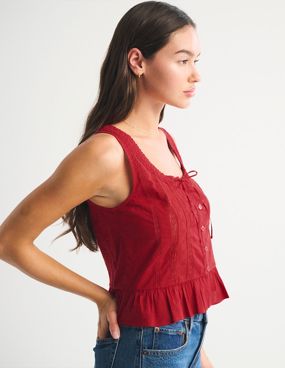 Top Abercrombie & Fitch cuello redondo escote regular tirante ancho