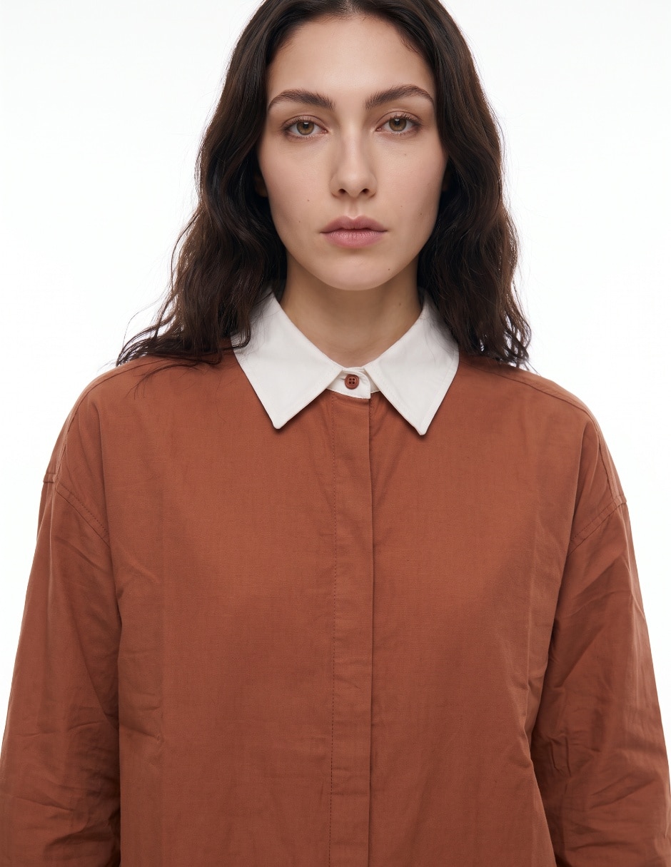 Camisa de algodón manga larga para mujer 4