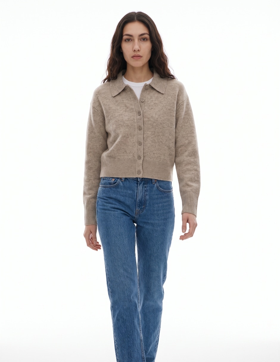 Suéter cuello polo para mujer
