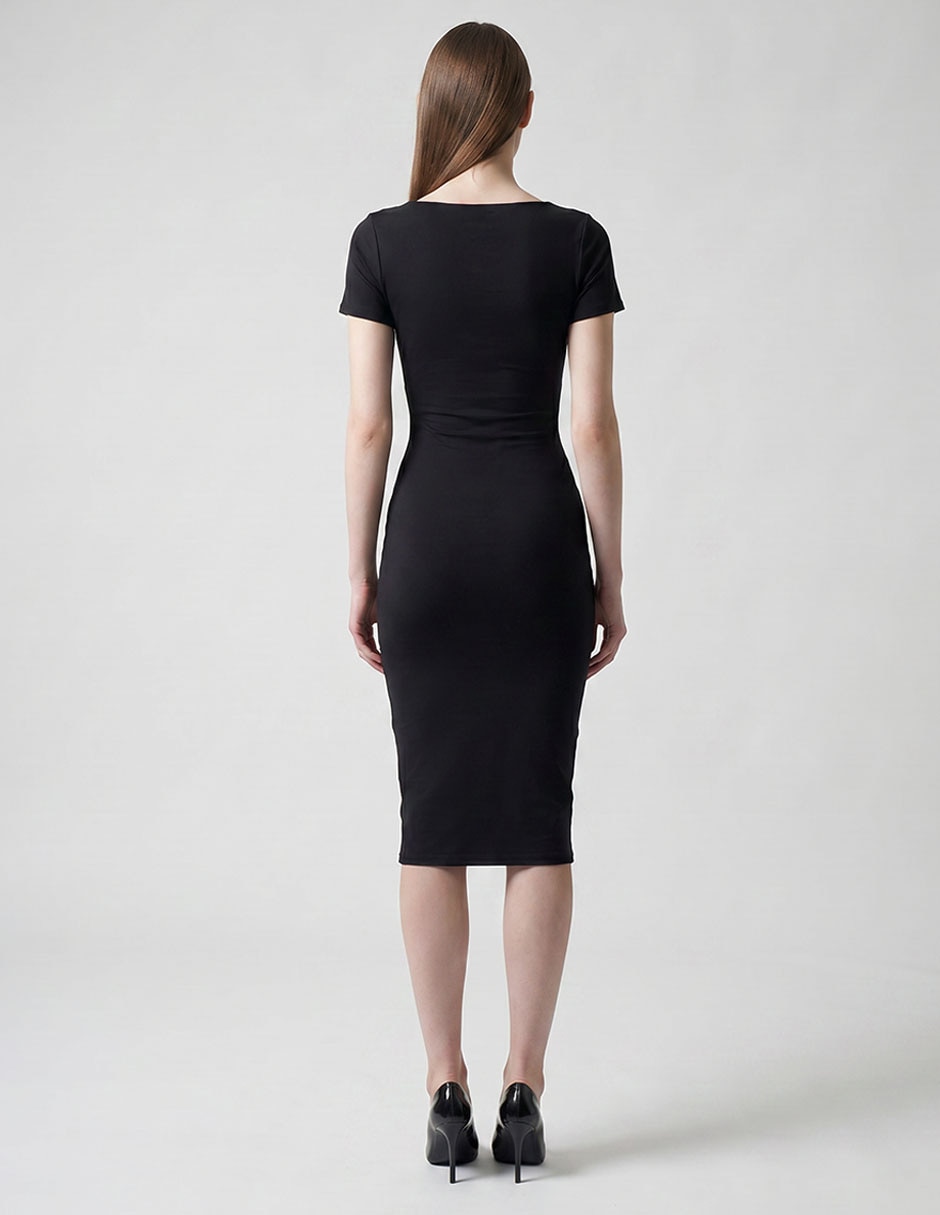 Vestido 3/4 de fiesta petite studio escote cuadrado