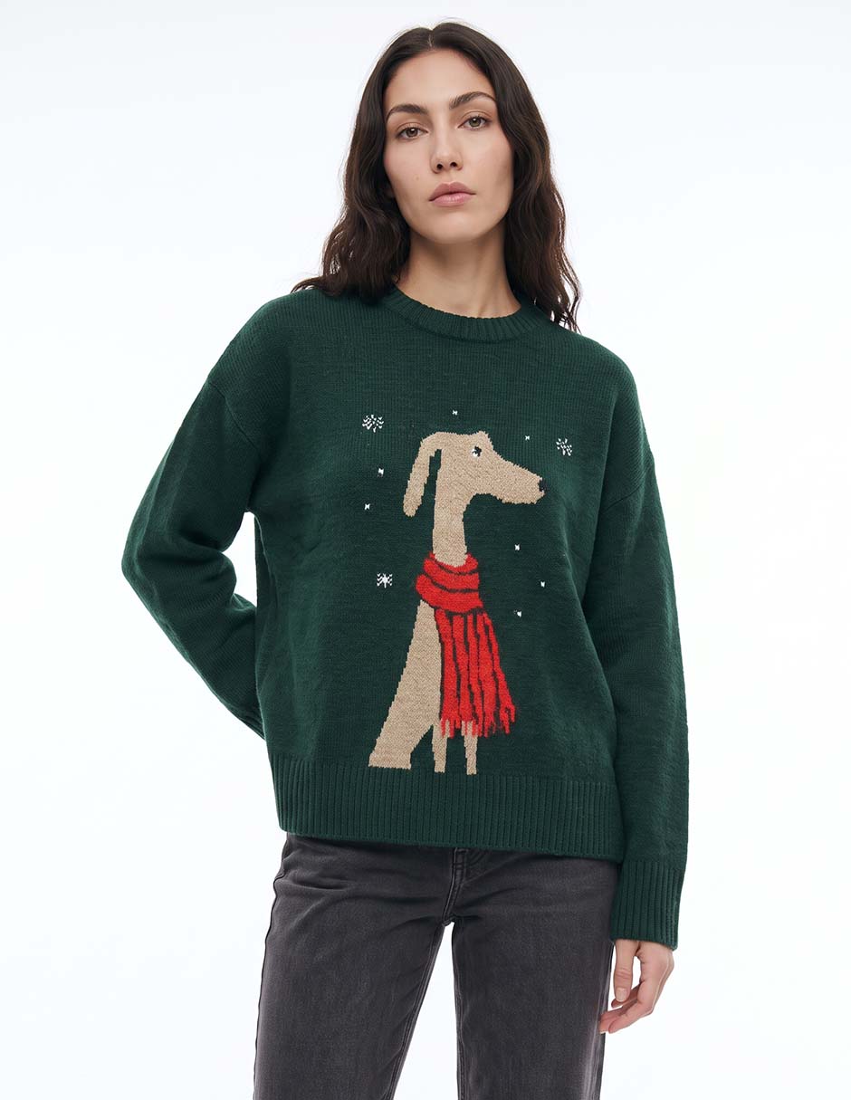 Suéter navideño cuello redondo para mujer Suéter navideño cuello redondo para mujer
