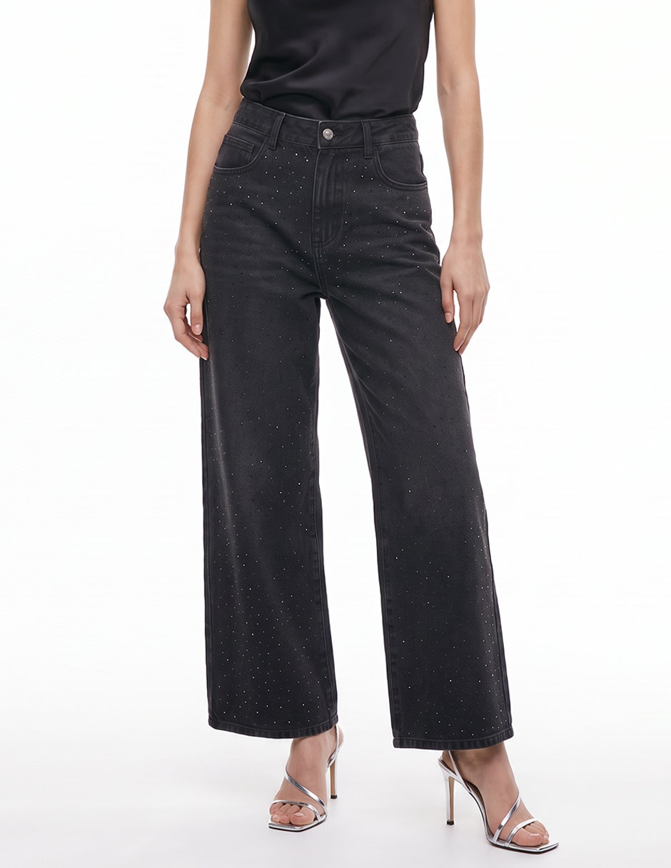 Jeans amplio corte cintura para mujer Jeans amplio corte cintura para mujer