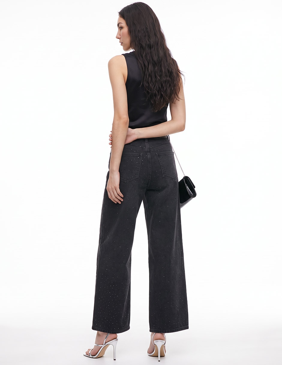 Jeans amplio corte cintura para mujer 2