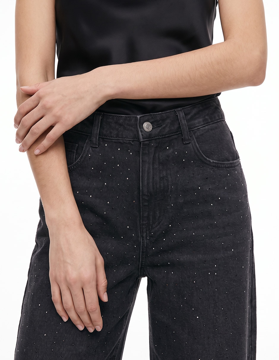 Jeans amplio corte cintura para mujer 4