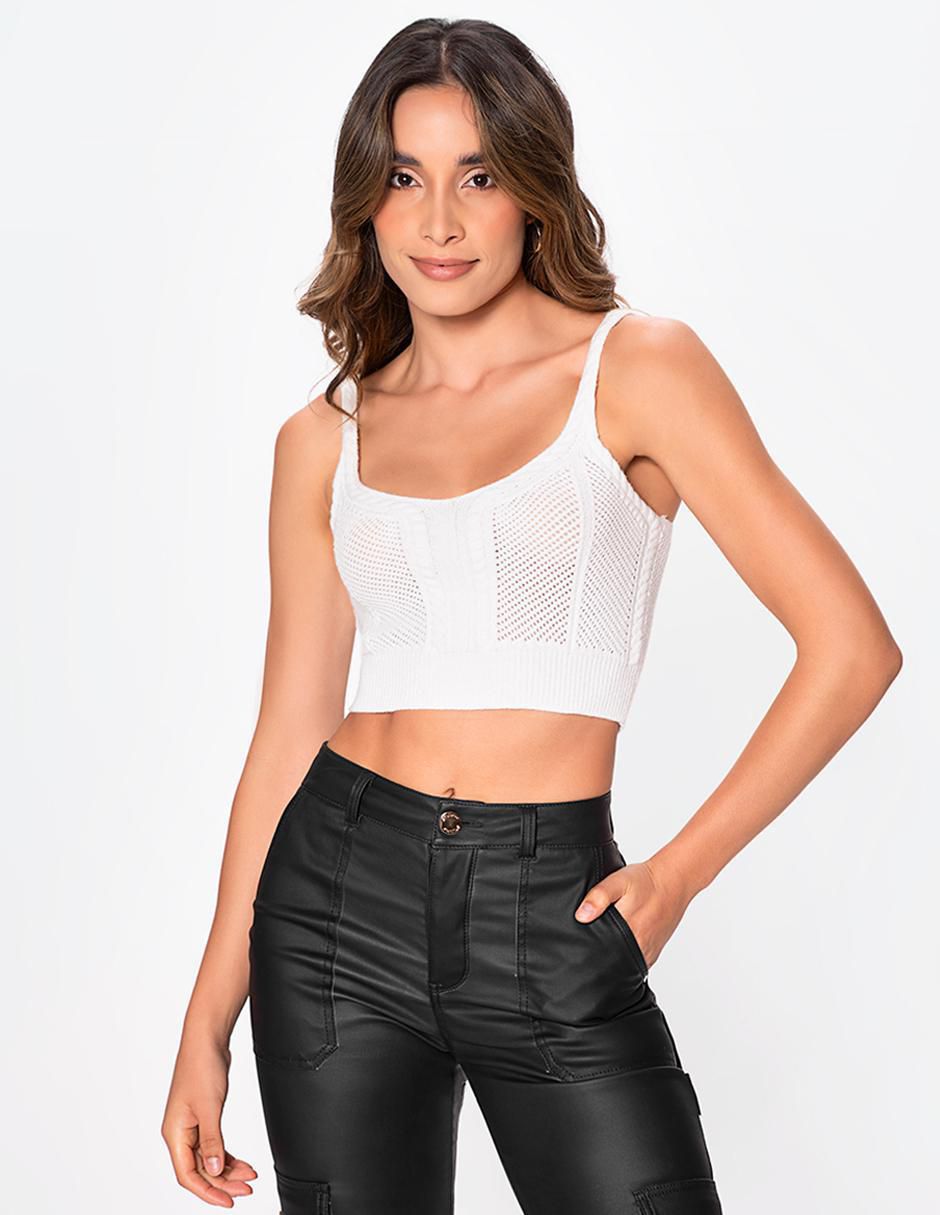 Top cuello redondo tirante delgado Top cuello redondo tirante delgado