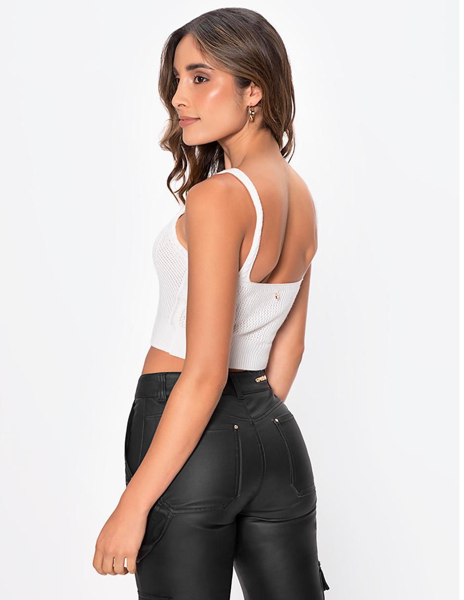 Top cuello redondo tirante delgado