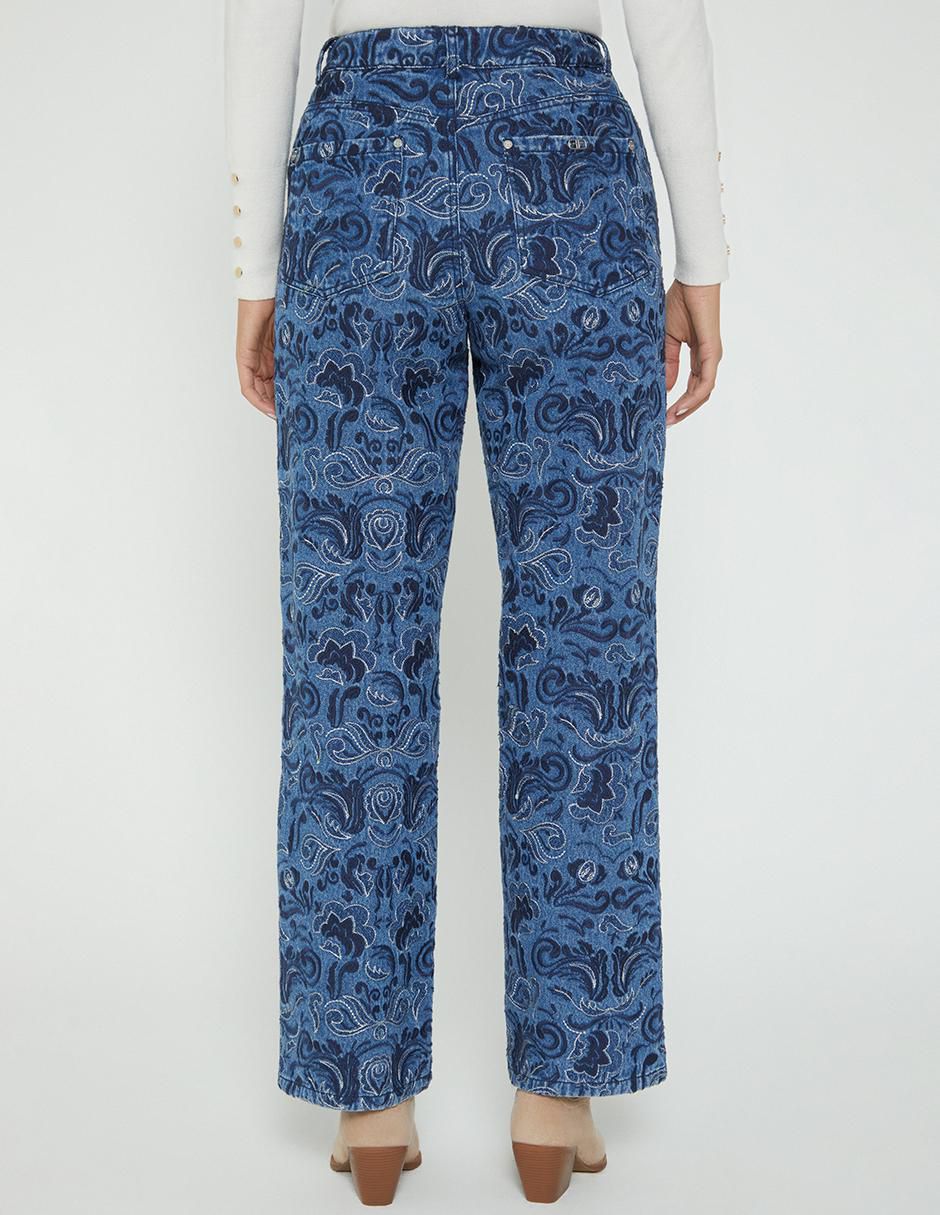 Jeans straight denim barroco para mujer