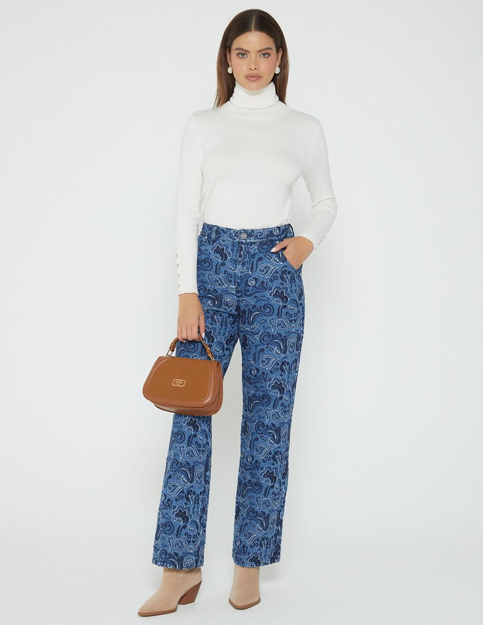 Jeans straight denim barroco para mujer