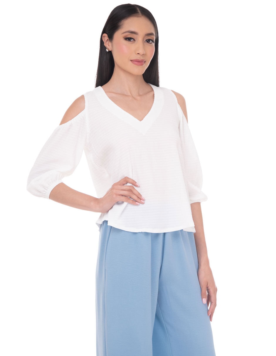 Blusa manga al codo para mujer