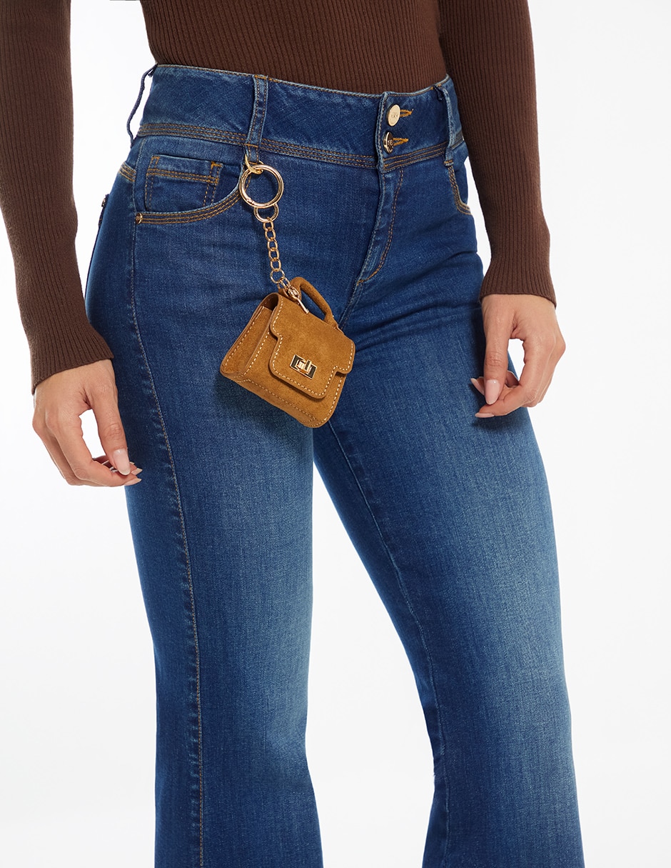 Jeans regular acampanado cintura baja akora para mujer