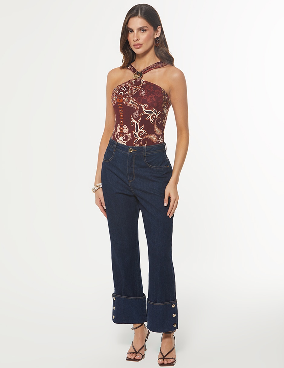 Jeans relaxed girlfriend cintura cusco para mujer