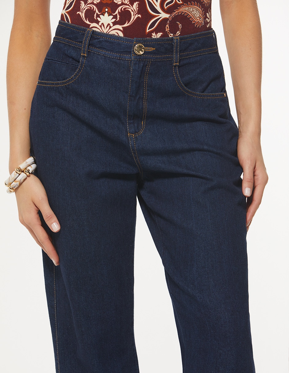 Jeans relaxed girlfriend cintura cusco para mujer