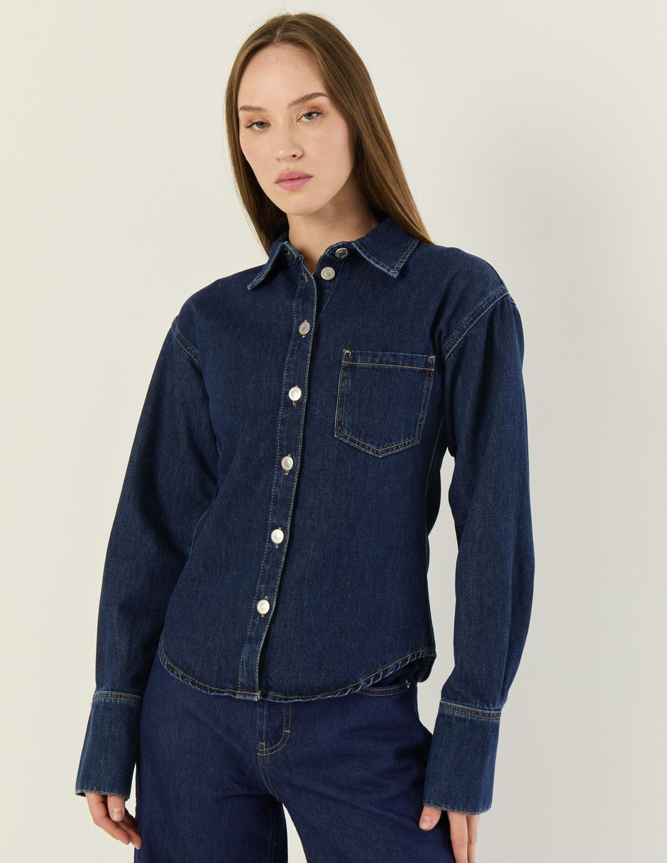Camisa de algodón manga larga para mujer
