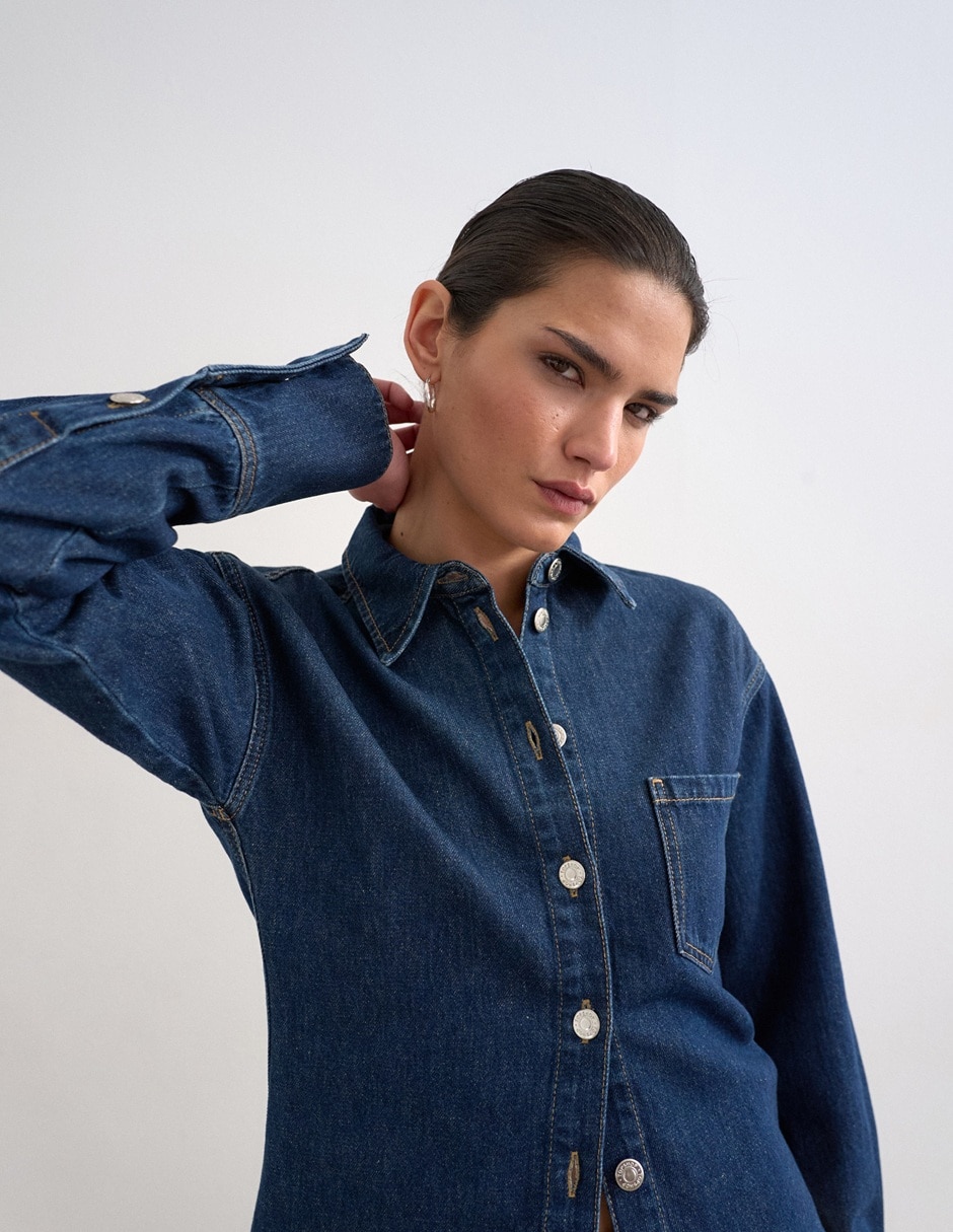Camisa Topshop de algodón manga larga para mujer