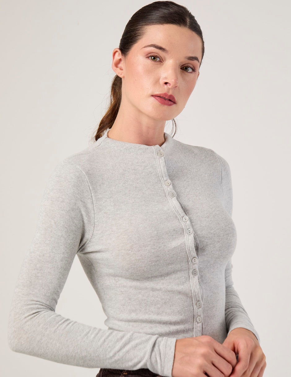 Suéter cuello con botón para mujer 2