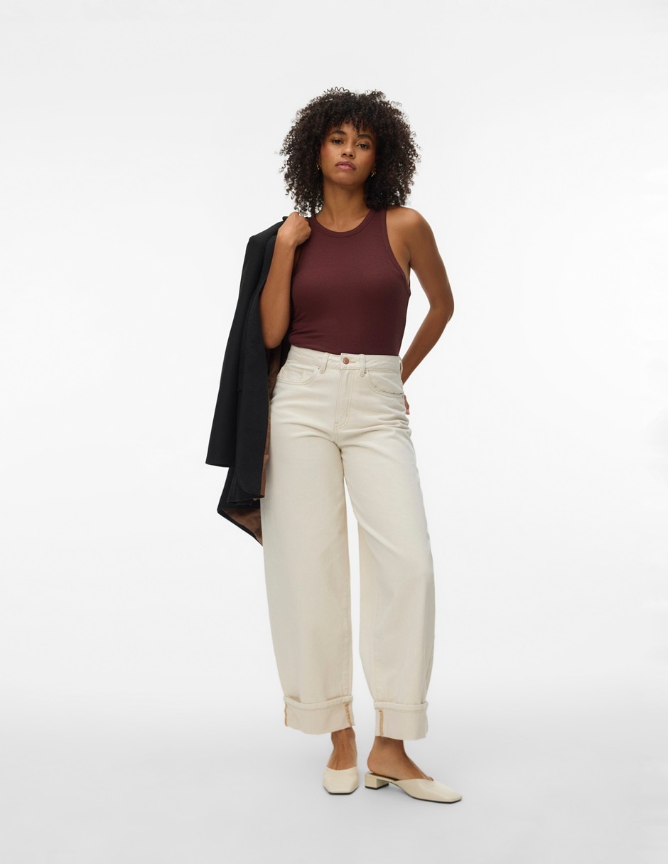 Jeans wide leg cintura alta para mujer 3