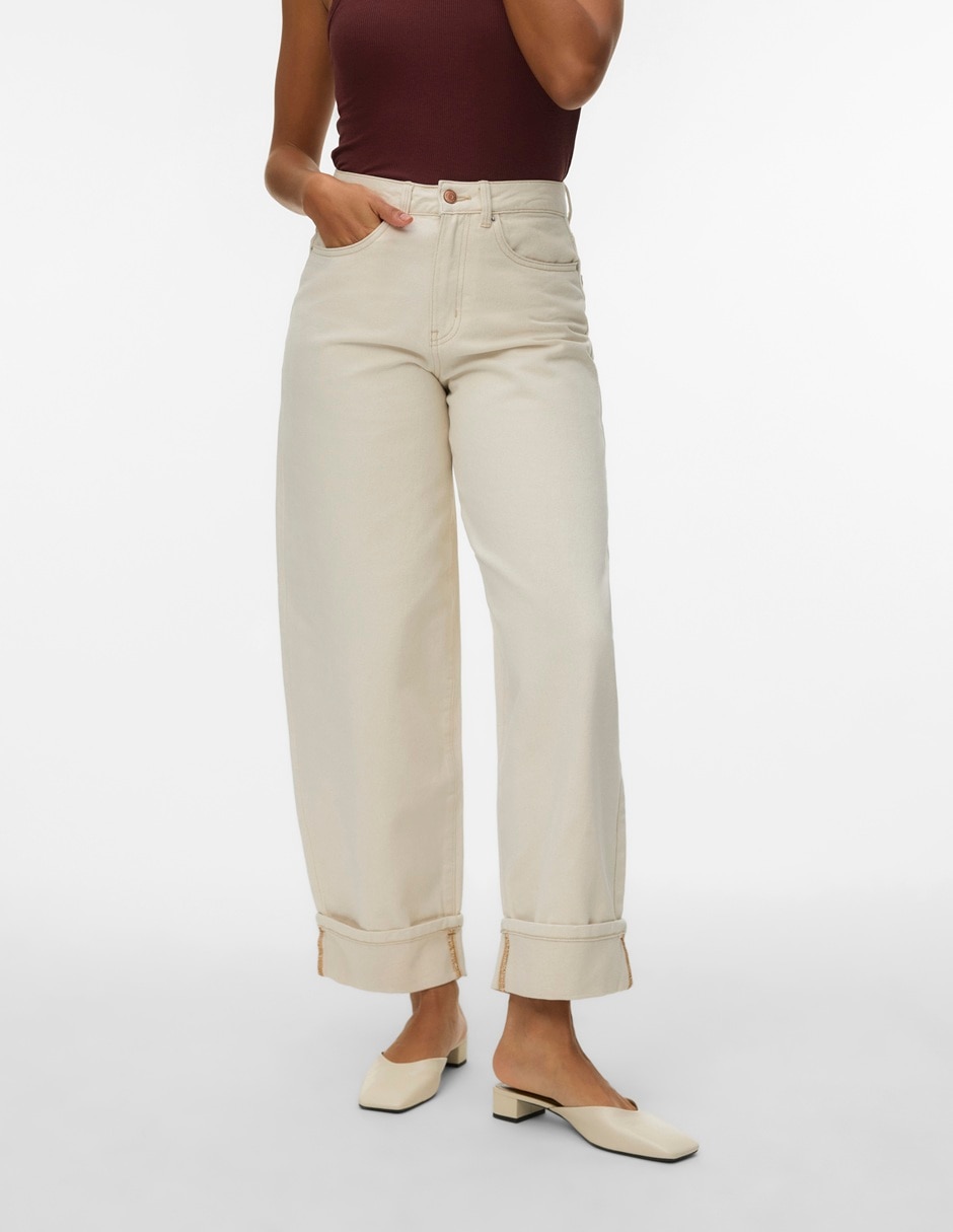 Jeans wide leg cintura alta para mujer