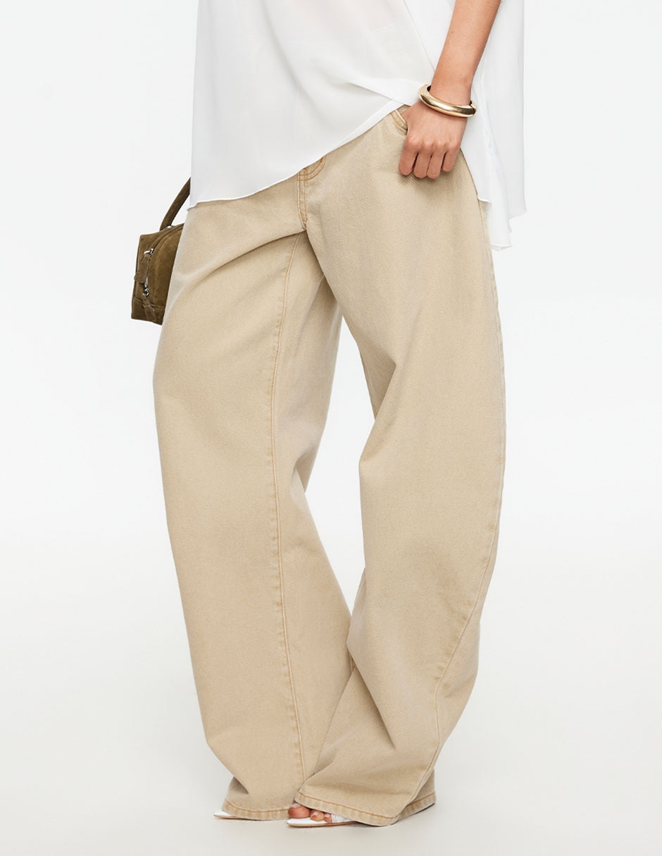 Jeans relaxed barrel corte cintura para mujer 2