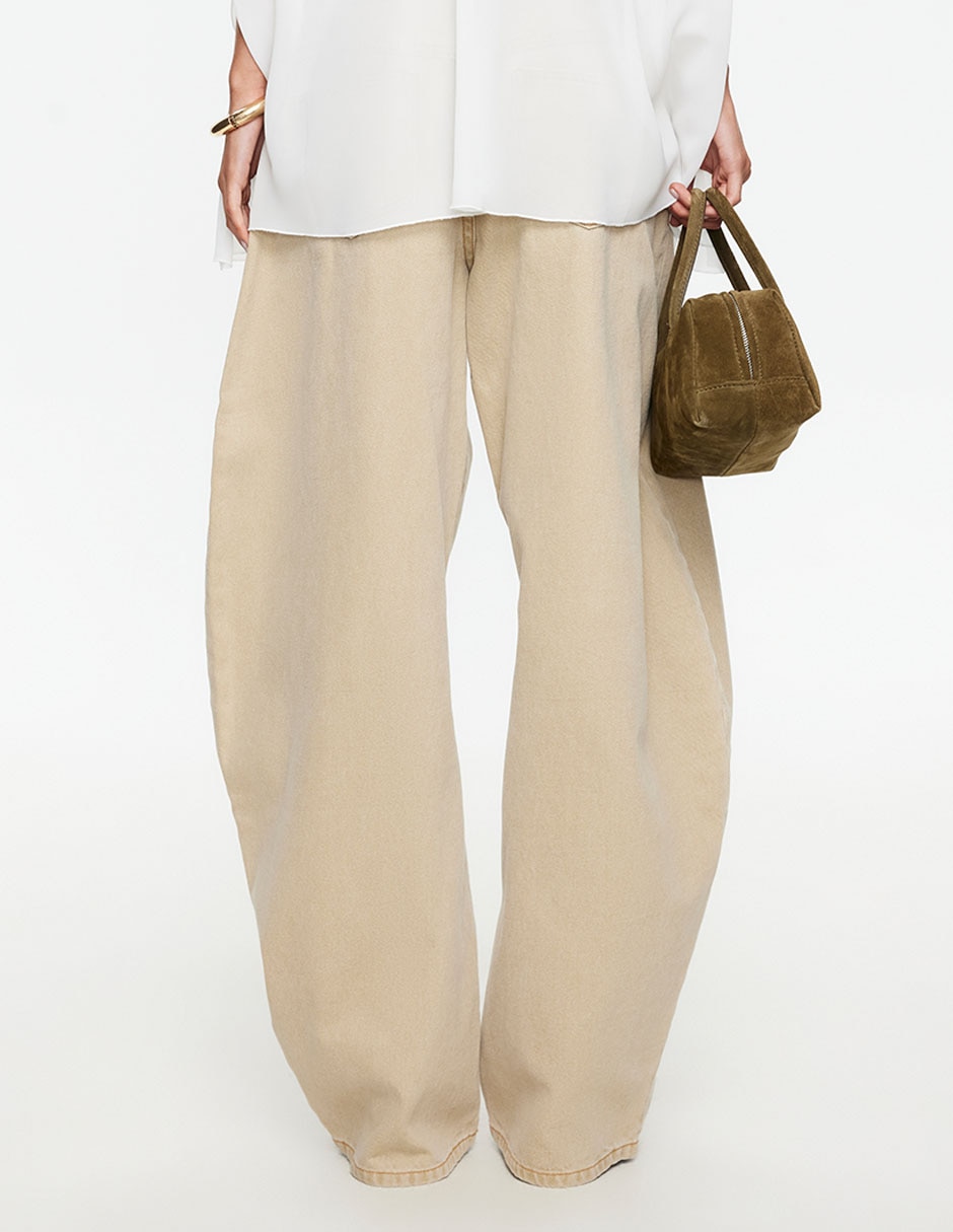 Jeans relaxed barrel corte cintura para mujer 4