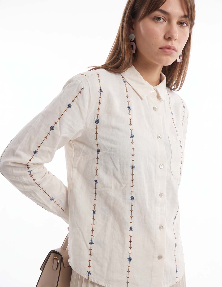 Camisa Petite Studiode algodón manga larga para mujer 4